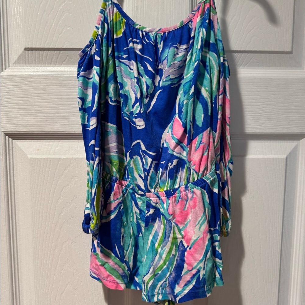 Girls Lilly Pulitzer Colorful Leaf Print Romper 6/7